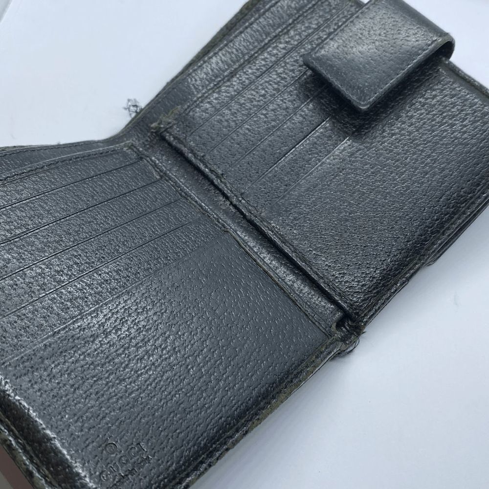 Authentic Gucci Black Canvas & Leather Double Sided Bifold Wallet **FLAWS** - Picture 8 of 12